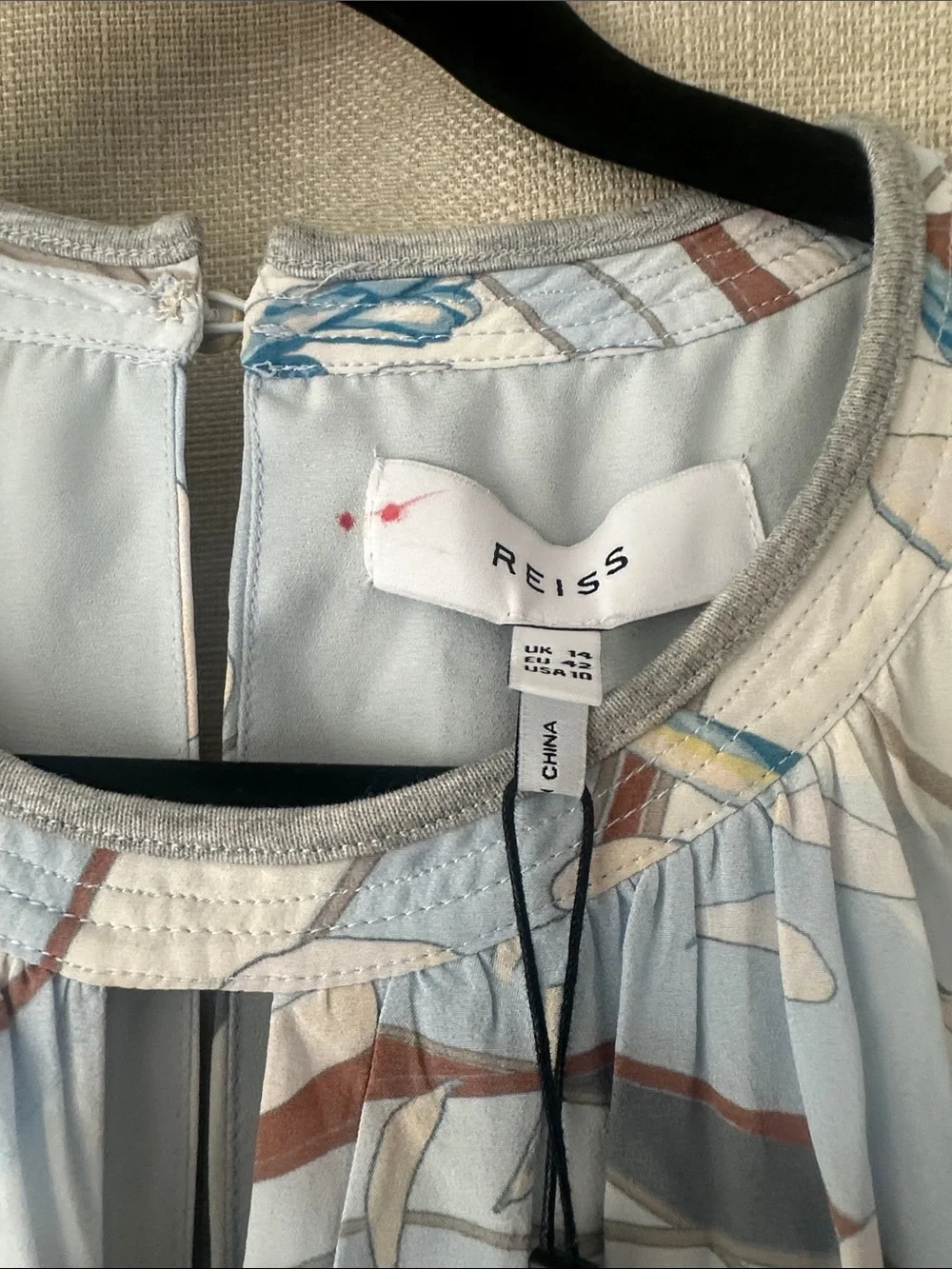 Reiss Vienna Swirl Sleeveless Floral Print Midi Dress in Light Blue Sz 10 NWT